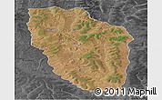 Satellite Panoramic Map of Cuchi, darken, desaturated
