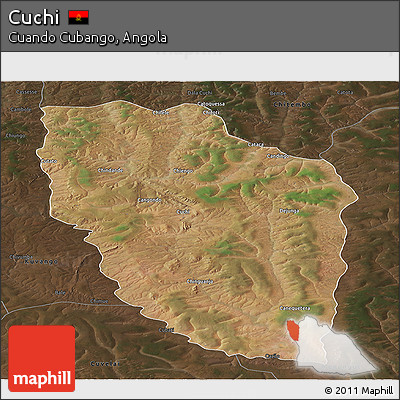 Satellite Panoramic Map of Cuchi, darken