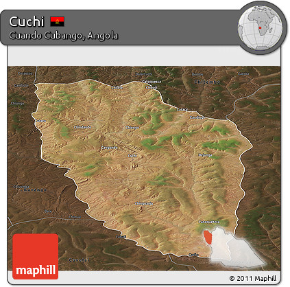 Satellite Panoramic Map of Cuchi, darken