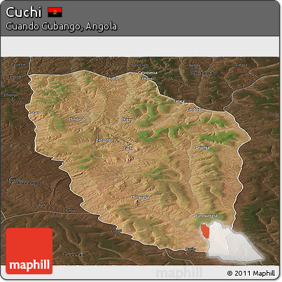 Satellite Panoramic Map of Cuchi, darken