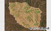 Satellite Panoramic Map of Cuchi, darken