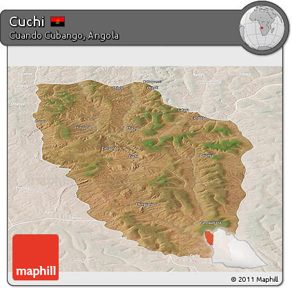 Satellite Panoramic Map of Cuchi, lighten