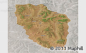 Satellite Panoramic Map of Cuchi, lighten, semi-desaturated