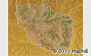 Satellite Panoramic Map of Cuchi, physical outside