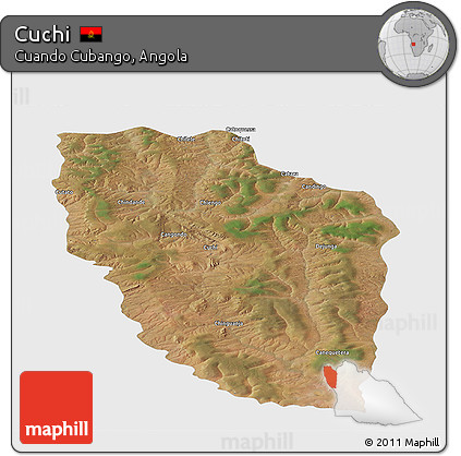 Satellite Panoramic Map of Cuchi, single color outside