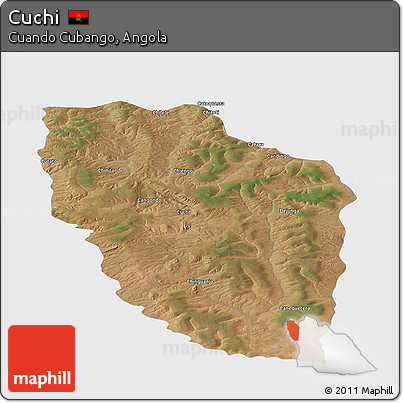 Satellite Panoramic Map of Cuchi, single color outside