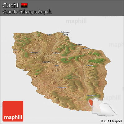 Satellite Panoramic Map of Cuchi, single color outside