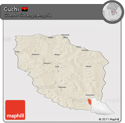 Shaded Relief Panoramic Map of Cuchi, cropped outside