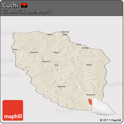 Shaded Relief Panoramic Map of Cuchi, cropped outside