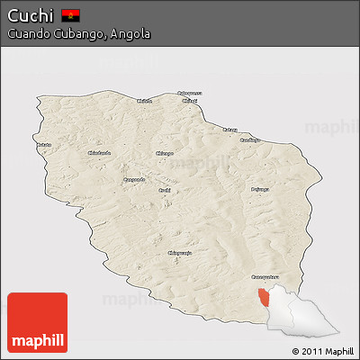 Shaded Relief Panoramic Map of Cuchi, cropped outside