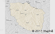 Shaded Relief Panoramic Map of Cuchi, desaturated