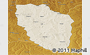 Shaded Relief Panoramic Map of Cuchi, physical outside