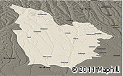 Shaded Relief Panoramic Map of Cuito Cuanavale, darken