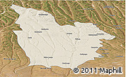 Shaded Relief Panoramic Map of Cuito Cuanavale, satellite outside