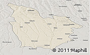 Shaded Relief Panoramic Map of Cuito Cuanavale, semi-desaturated