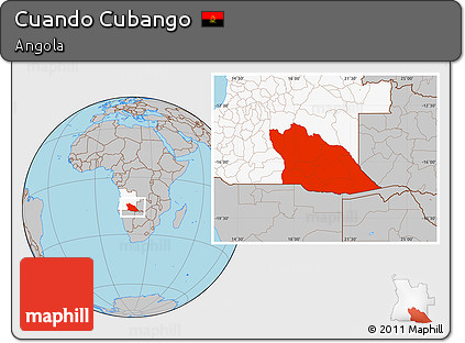 Gray Location Map of Cuando Cubango, highlighted country