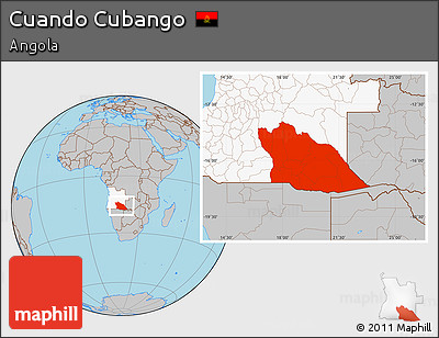 Gray Location Map of Cuando Cubango, highlighted country
