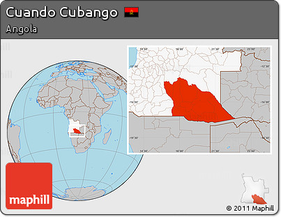 Gray Location Map of Cuando Cubango, highlighted country