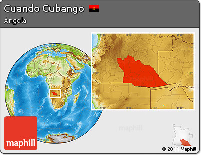 Physical Location Map of Cuando Cubango