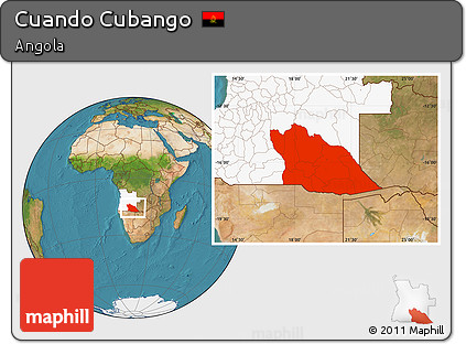 Satellite Location Map of Cuando Cubango, highlighted country