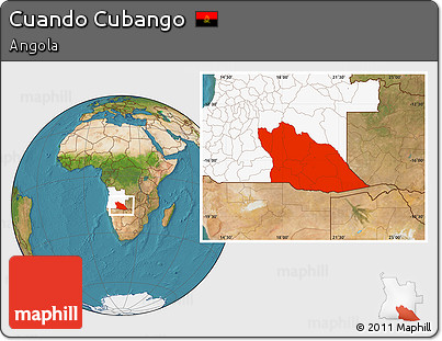 Satellite Location Map of Cuando Cubango, highlighted country