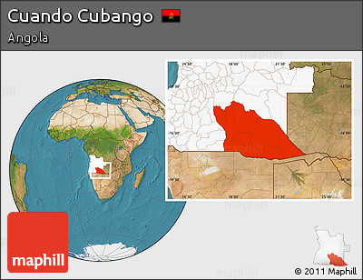 Satellite Location Map of Cuando Cubango, highlighted country