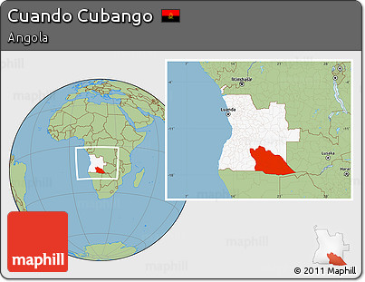 Savanna Style Location Map of Cuando Cubango, highlighted country, within the entire country