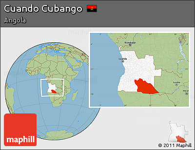 Savanna Style Location Map of Cuando Cubango, highlighted country, within the entire country