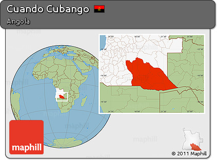 Savanna Style Location Map of Cuando Cubango, highlighted country