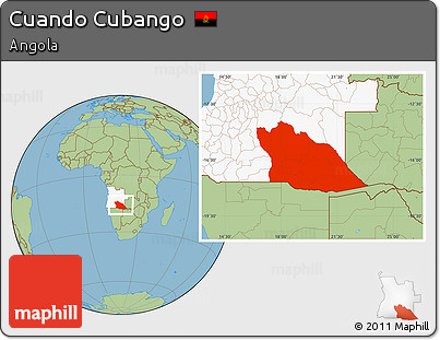 Savanna Style Location Map of Cuando Cubango, highlighted country