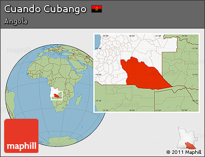 Savanna Style Location Map of Cuando Cubango, highlighted country