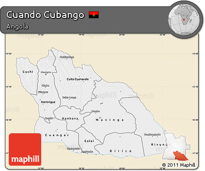 Classic Style Map of Cuando Cubango, single color outside