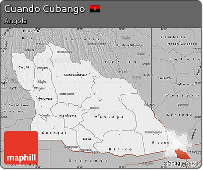Gray Map of Cuando Cubango