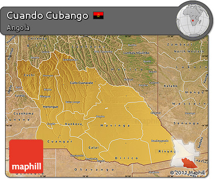 Physical Map of Cuando Cubango, satellite outside