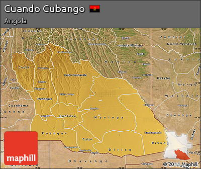 Physical Map of Cuando Cubango, satellite outside