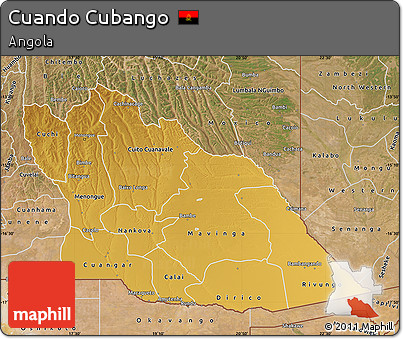 Physical Map of Cuando Cubango, satellite outside
