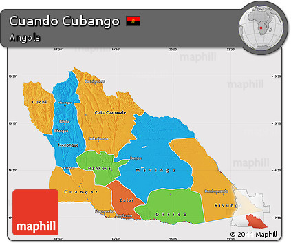 Political Map of Cuando Cubango, cropped outside
