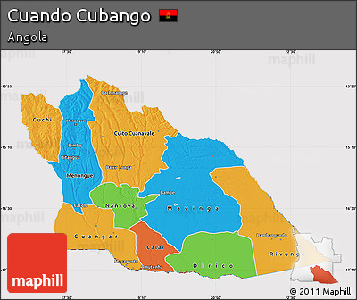 Political Map of Cuando Cubango, cropped outside