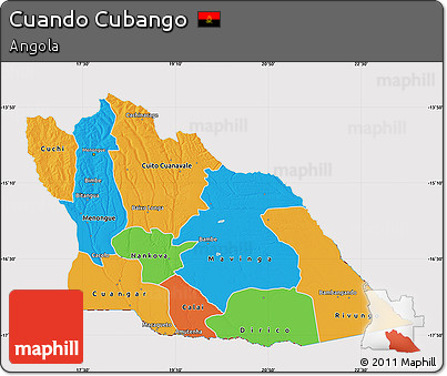 Political Map of Cuando Cubango, cropped outside