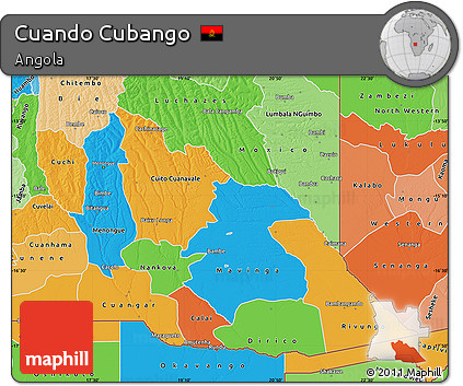 Political Map of Cuando Cubango, political shades outside
