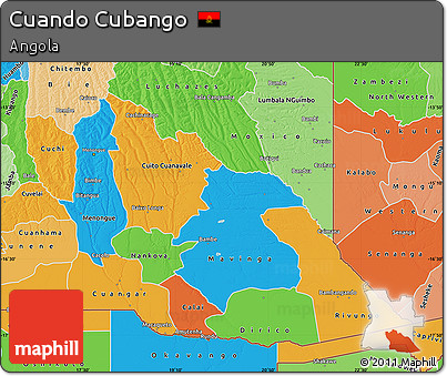 Political Map of Cuando Cubango, political shades outside