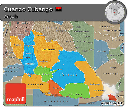 Political Map of Cuando Cubango, semi-desaturated