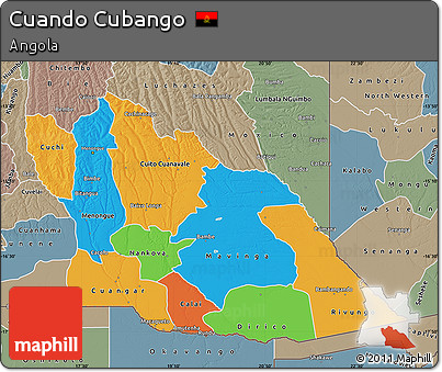 Political Map of Cuando Cubango, semi-desaturated
