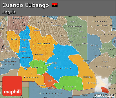 Political Map of Cuando Cubango, semi-desaturated