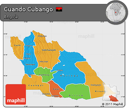 Political Map of Cuando Cubango, single color outside
