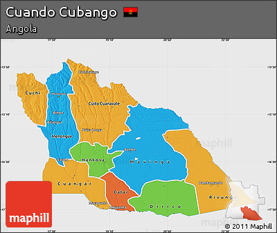 Political Map of Cuando Cubango, single color outside