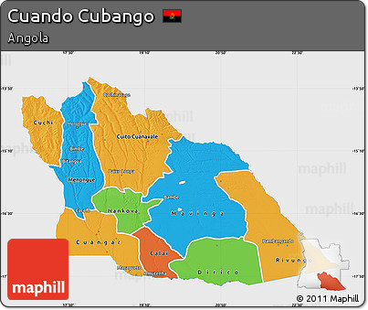 Political Map of Cuando Cubango, single color outside