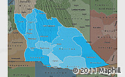 Political Shades Map of Cuando Cubango, darken, semi-desaturated