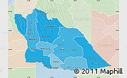 Political Shades Map of Cuando Cubango, lighten