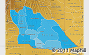 Political Shades Map of Cuando Cubango, physical outside